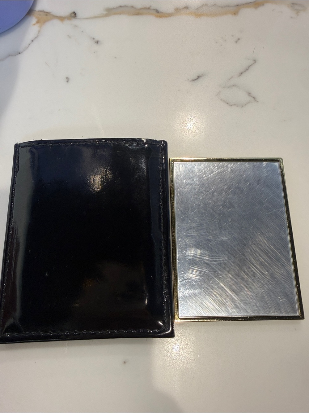 Saint Laurent Black Patent Leather mini mirror with Gold Trim - Picture 5 of 5